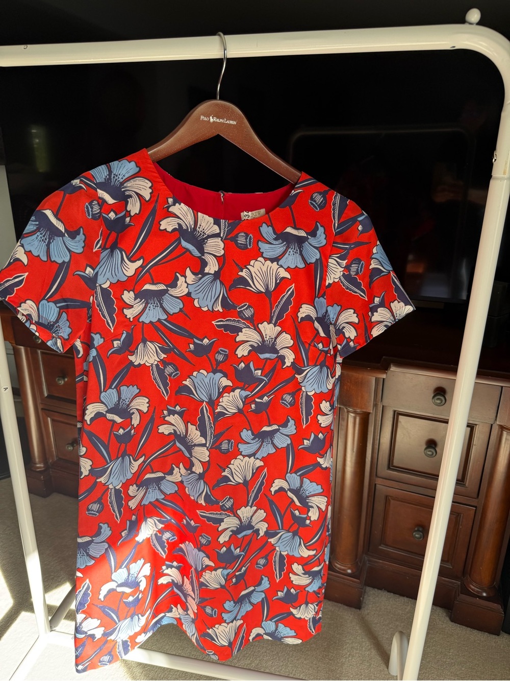 J. Crew Red Floral Lined Dress